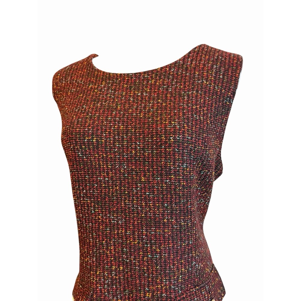 Liverpool Los Angeles Tweed Dress L Burgundy Preppy Academia Professional Office - Picture 4 of 13